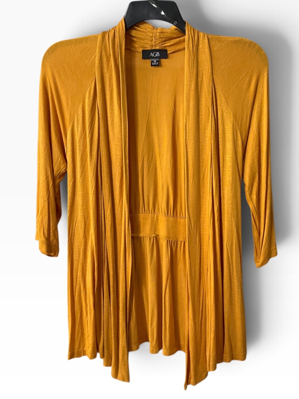 AGB Mustard Open-Front Women's Cardigan Sweater Size Medium NWT
